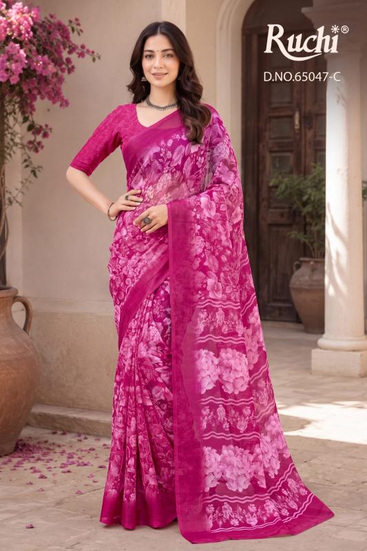 Ruchi saffron chiffon 276 embroidery saree wholesale